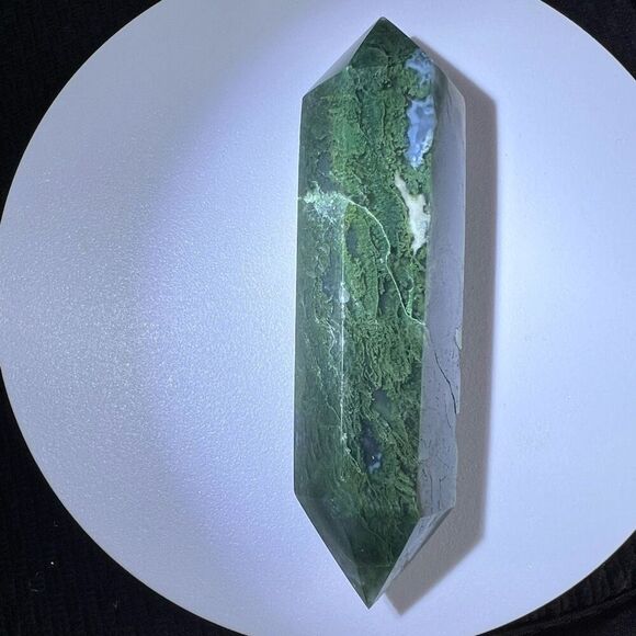 Moss Agate Crystal Double Terminated Point (#9)‎ - Picture 6 of 11